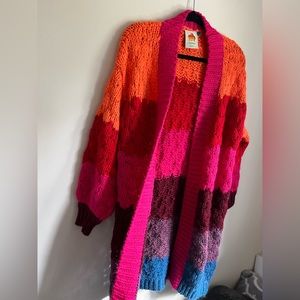 Farm Rio Long Open Front Cardigan Sweater Size XS